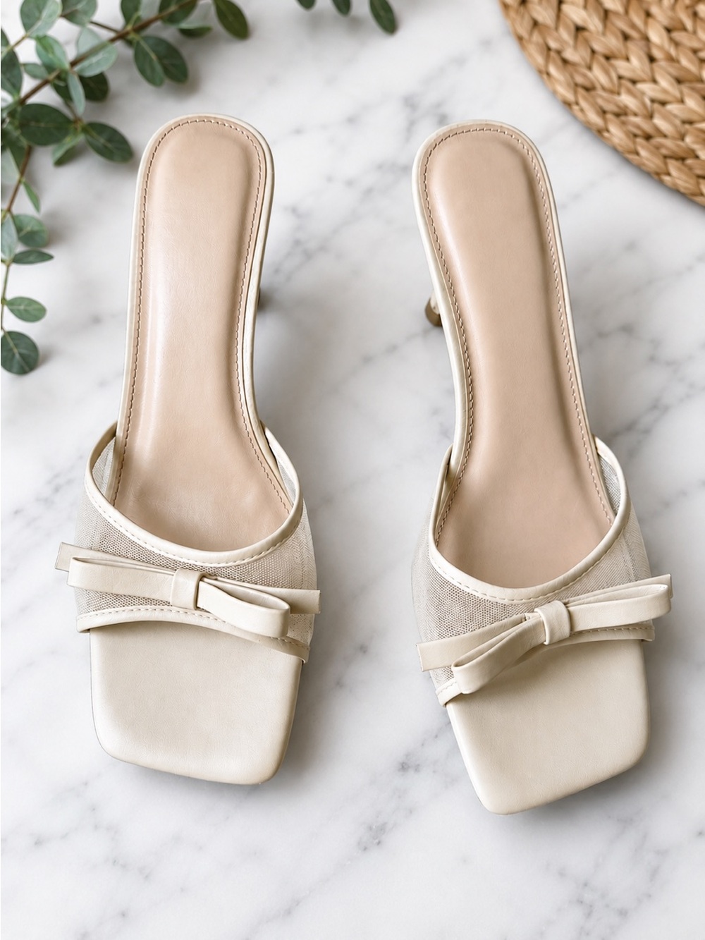 Women’s Cream Bow Slide Sandals